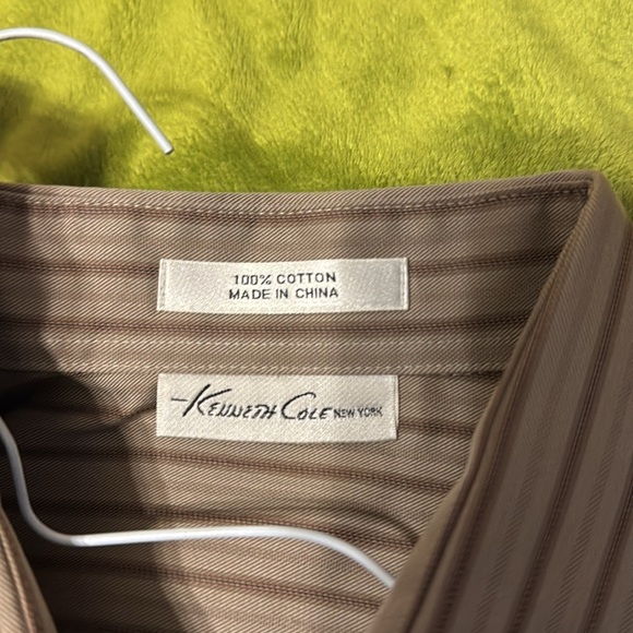 Men’s Brown Stripe Non Iron Kenneth Cole New York Button Down Shirt Sz 16.5 - Picture 3 of 6